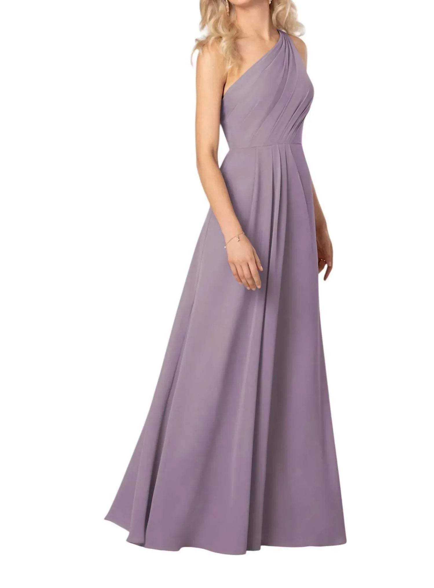 Simple One-Shoulder Bridesmaid Dress with Ruching