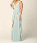 Long Sleeveless Formal Bridesmaids Slit Dress